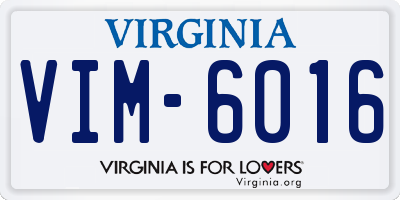 VA license plate VIM6016