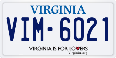 VA license plate VIM6021