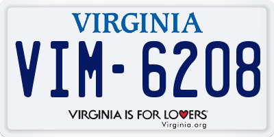 VA license plate VIM6208