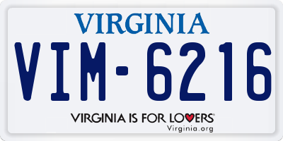 VA license plate VIM6216