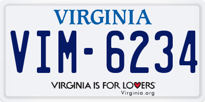 VA license plate VIM6234