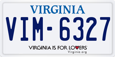 VA license plate VIM6327