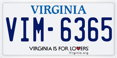 VA license plate VIM6365