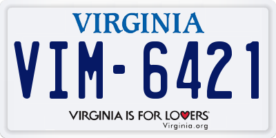 VA license plate VIM6421