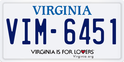VA license plate VIM6451