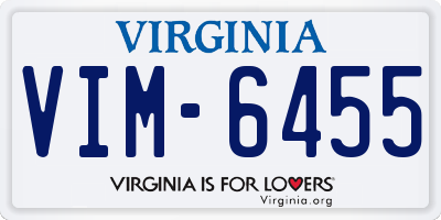 VA license plate VIM6455