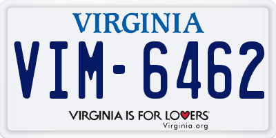 VA license plate VIM6462