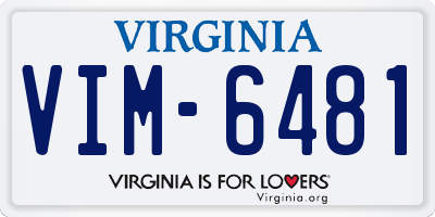 VA license plate VIM6481