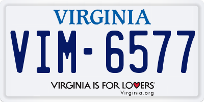 VA license plate VIM6577