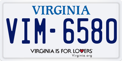 VA license plate VIM6580