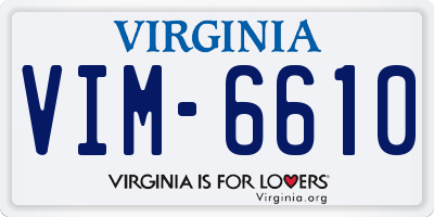 VA license plate VIM6610