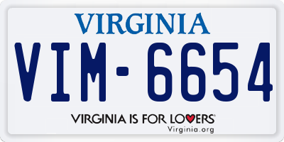 VA license plate VIM6654