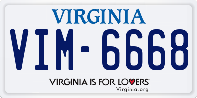 VA license plate VIM6668