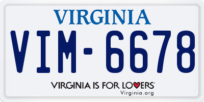 VA license plate VIM6678