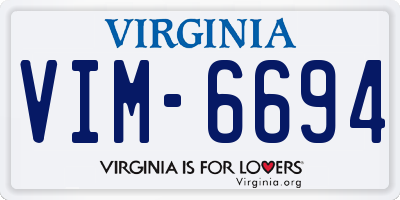 VA license plate VIM6694