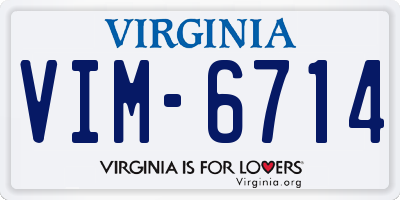 VA license plate VIM6714