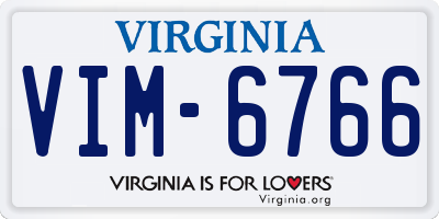VA license plate VIM6766