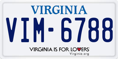 VA license plate VIM6788