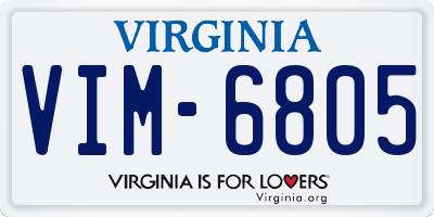 VA license plate VIM6805