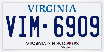 VA license plate VIM6909
