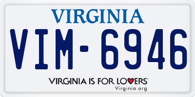 VA license plate VIM6946