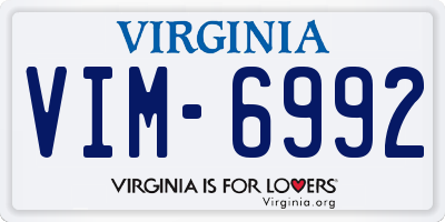 VA license plate VIM6992