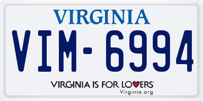 VA license plate VIM6994