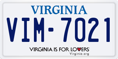 VA license plate VIM7021