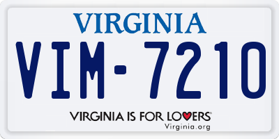 VA license plate VIM7210