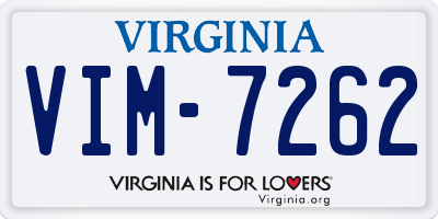 VA license plate VIM7262