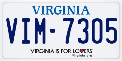 VA license plate VIM7305