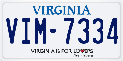 VA license plate VIM7334