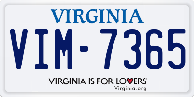 VA license plate VIM7365