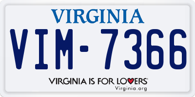 VA license plate VIM7366