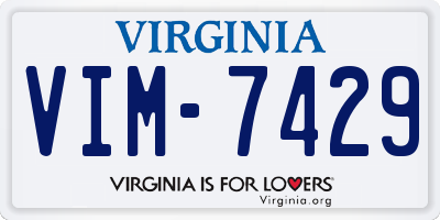 VA license plate VIM7429
