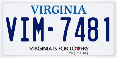 VA license plate VIM7481