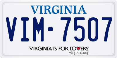 VA license plate VIM7507