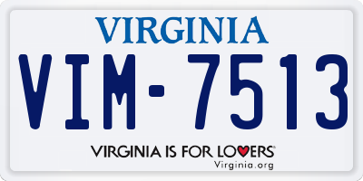 VA license plate VIM7513
