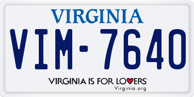VA license plate VIM7640