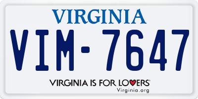 VA license plate VIM7647