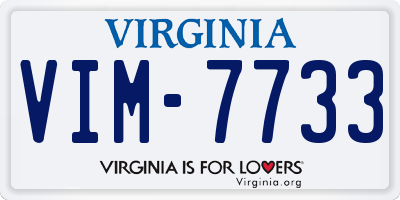 VA license plate VIM7733