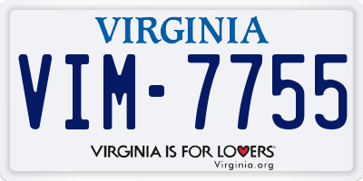 VA license plate VIM7755