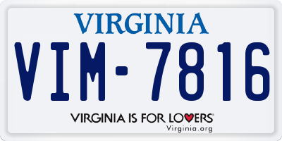 VA license plate VIM7816