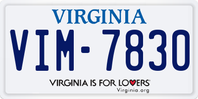 VA license plate VIM7830