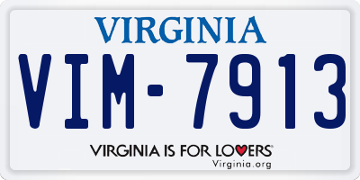 VA license plate VIM7913