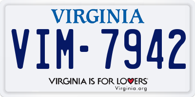 VA license plate VIM7942