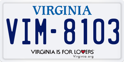 VA license plate VIM8103