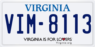 VA license plate VIM8113