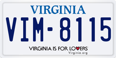 VA license plate VIM8115