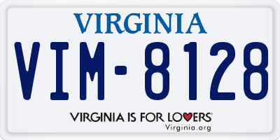 VA license plate VIM8128